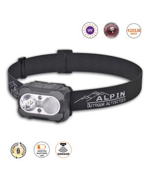 Φακός Κεφαλής Hybrid 420LM+UV+Κόκκινο COB  Alpin 